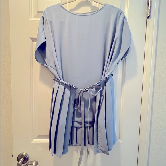 MM6 Maison Margiela blue tie front pleated top